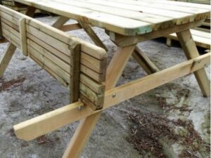 Table de pique-nique 6-8 personnes avec bancs pliables – Image 3