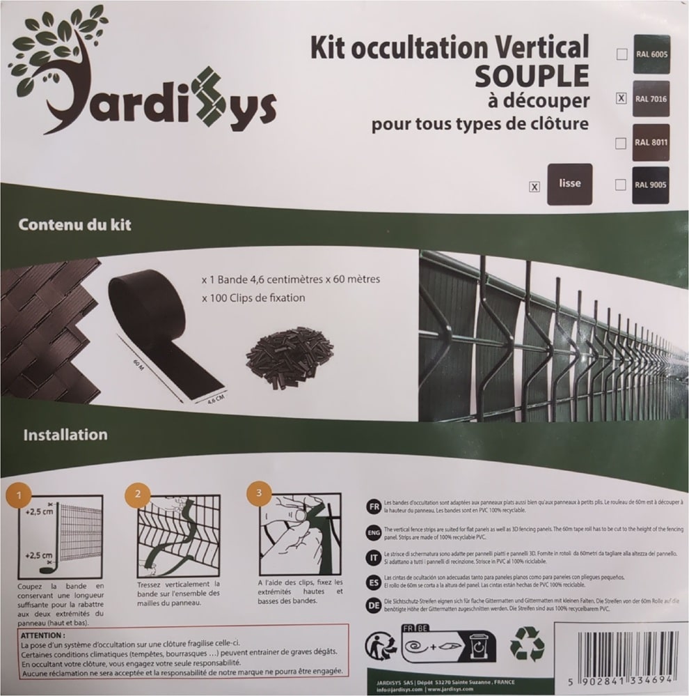 Occultant PVC souple pour clôture rigide