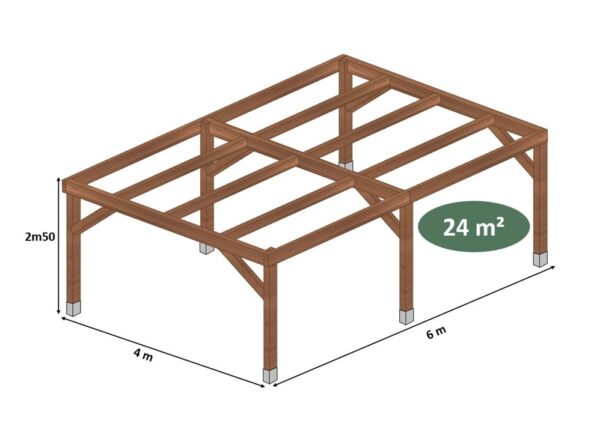 Structure bois L.6,00 x l.4,00 x h.2,50 m – Image 1