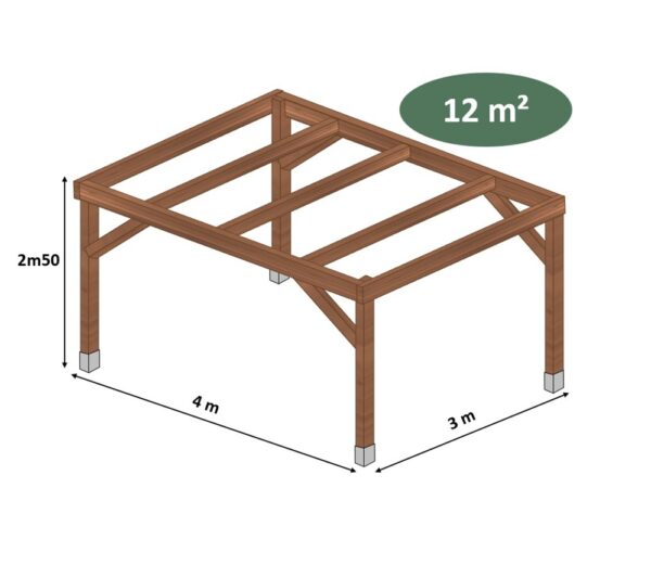 Structure bois L.4,00 x l.3,00 x h.2,50 m – Image 1