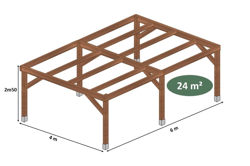 Structure bois L.6,00 x l.4,00 x h.2,50 m – Image 1
